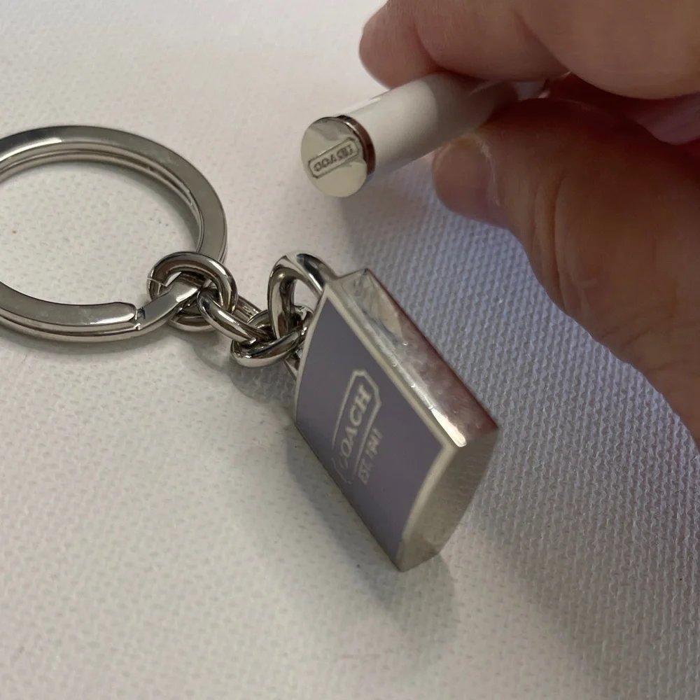 Coach Lavender and Silver Keychain with White Coach Pen - Picture 4 of 6